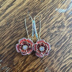 Betsy Johnson rhinestone flower earrings.
